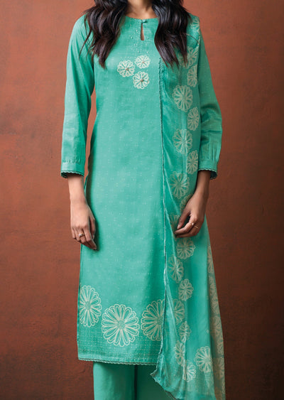 Aqua Dola Silk Straight cut Suit