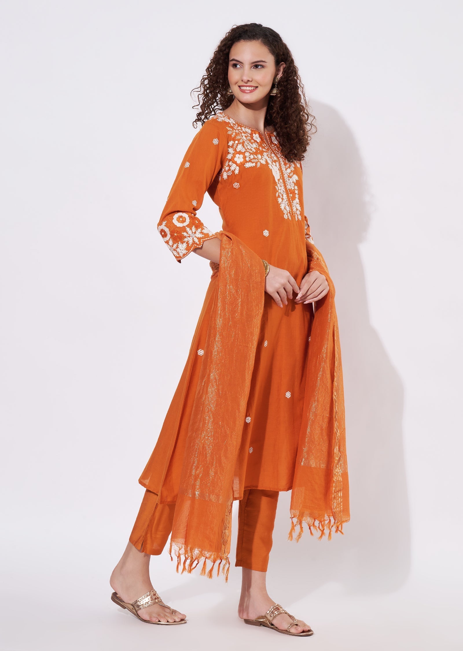 Rust Silk Anarkali Suit