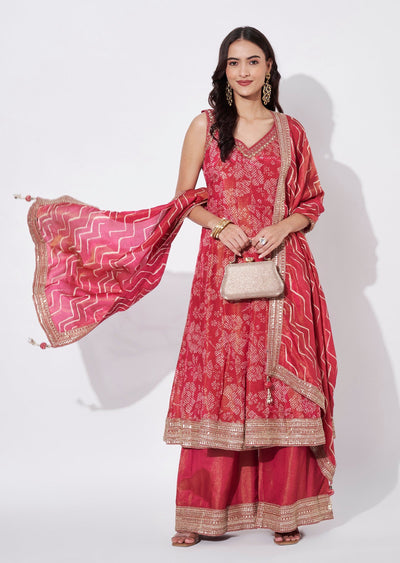 Pink Tissue Anarkali Suit