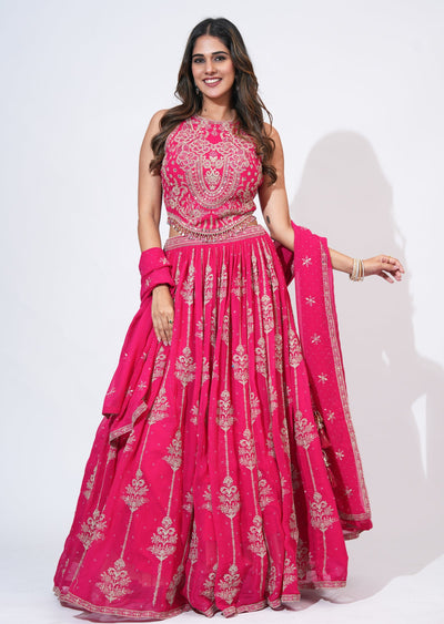 Pink Georgette Lehenga Set