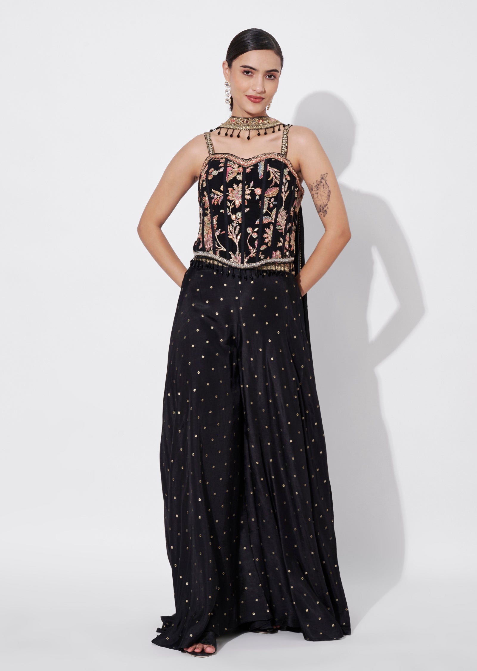 Black Silk Indowestern set