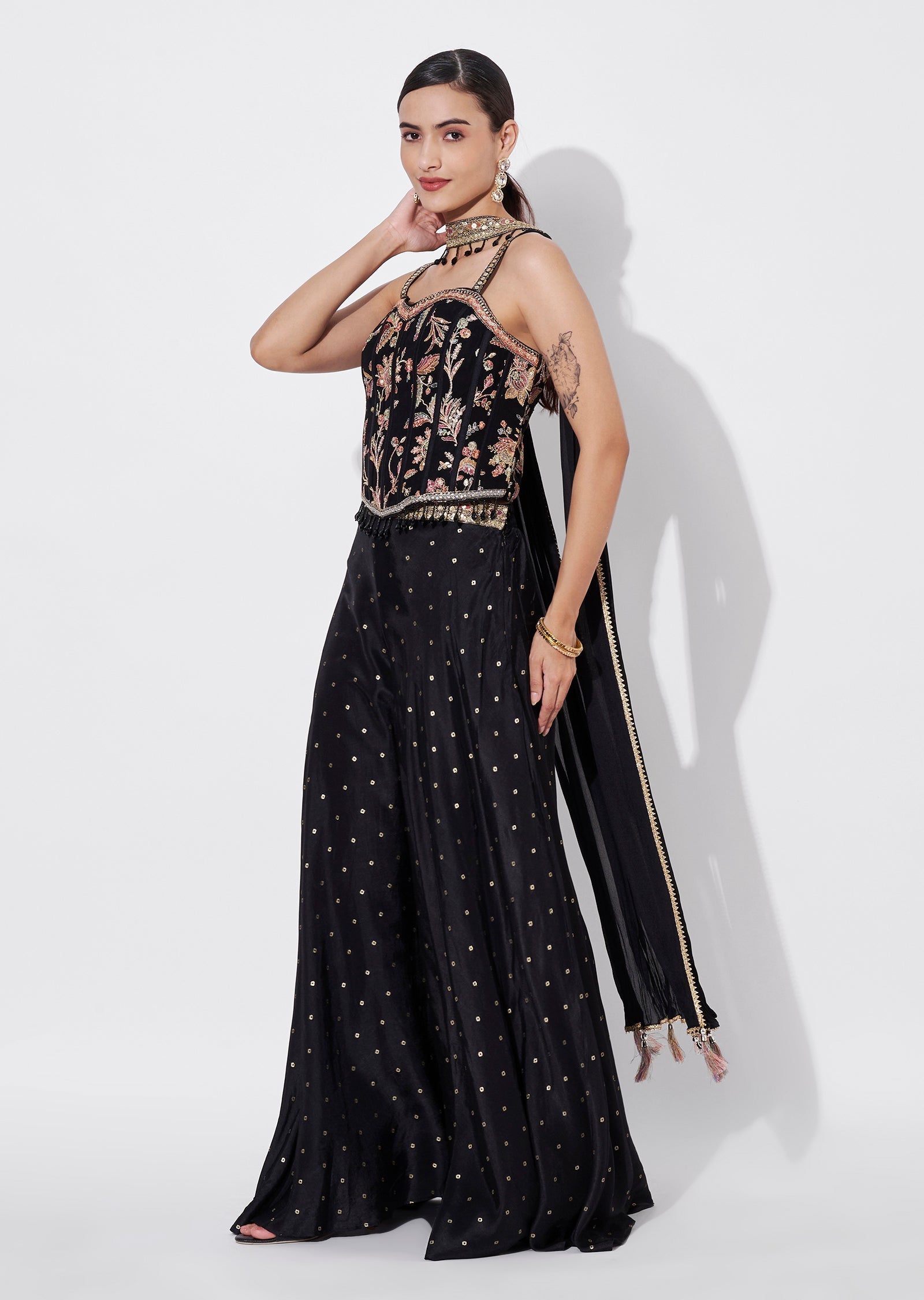 Black Silk Indowestern set