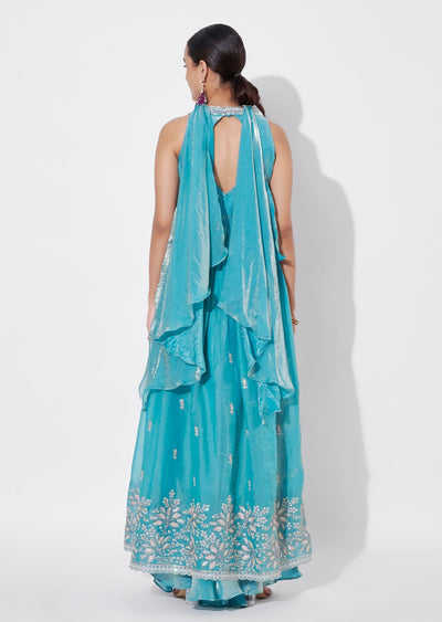Aqua Anarkali Suit