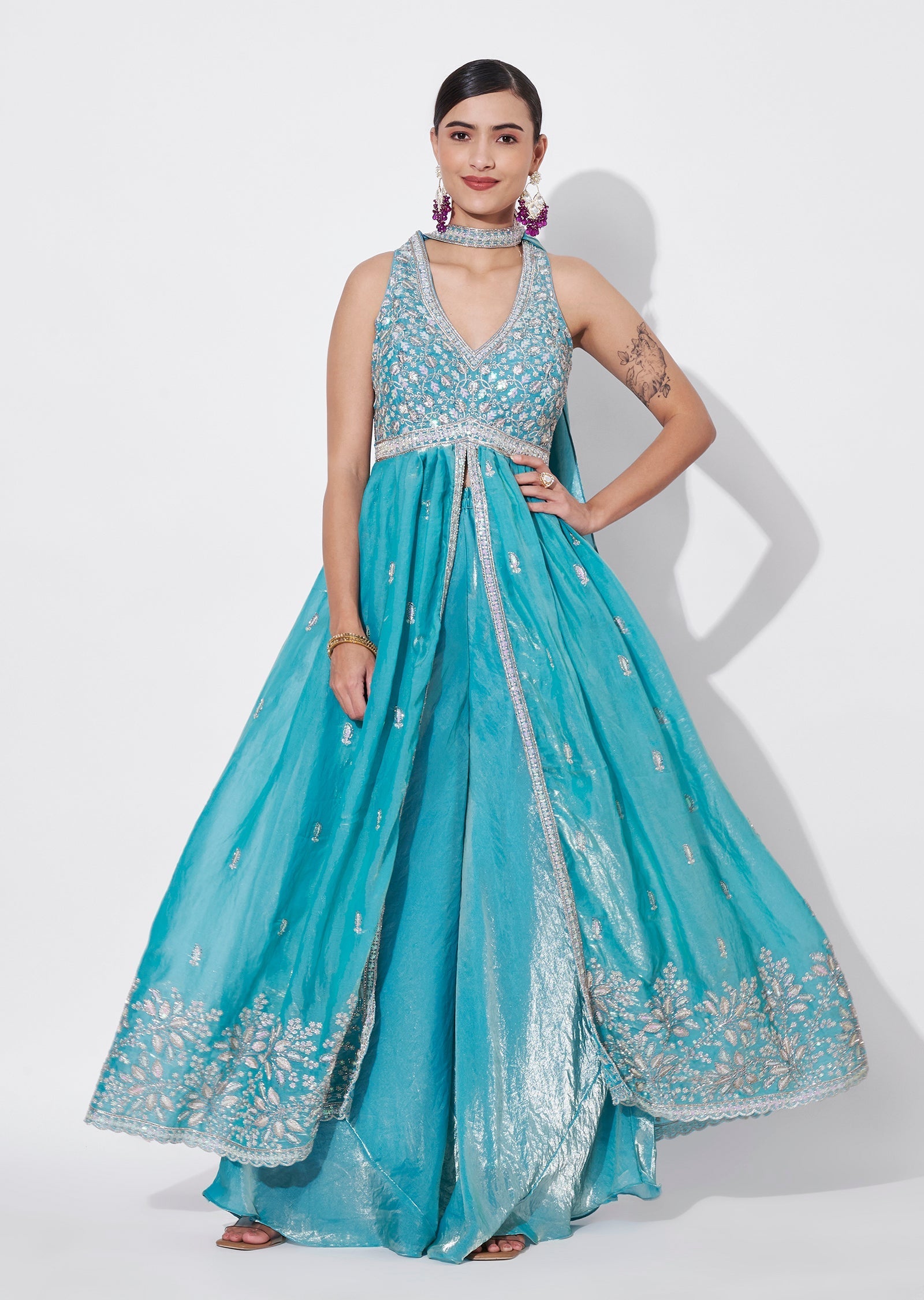 Aqua Anarkali Suit