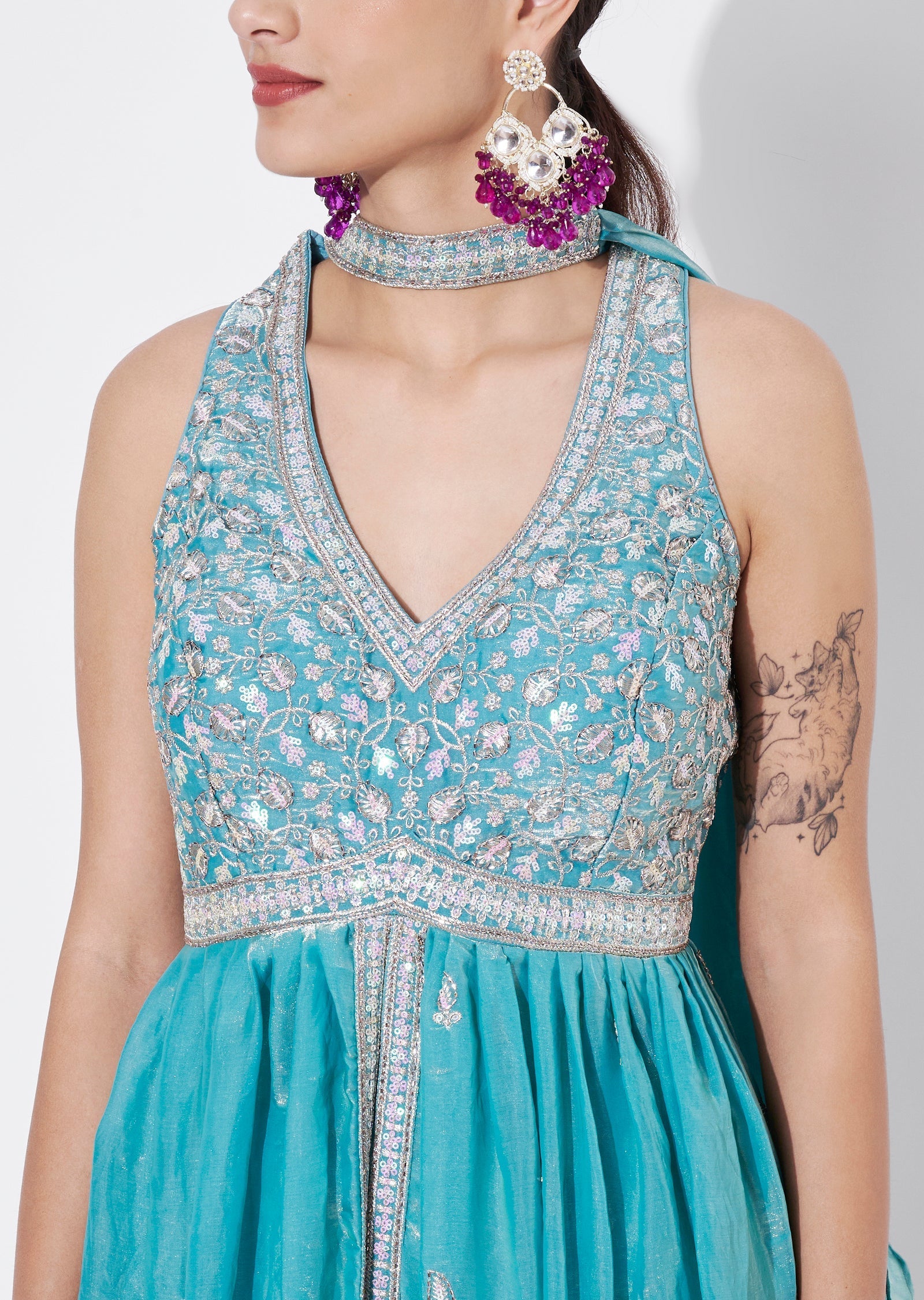 Aqua Anarkali Suit