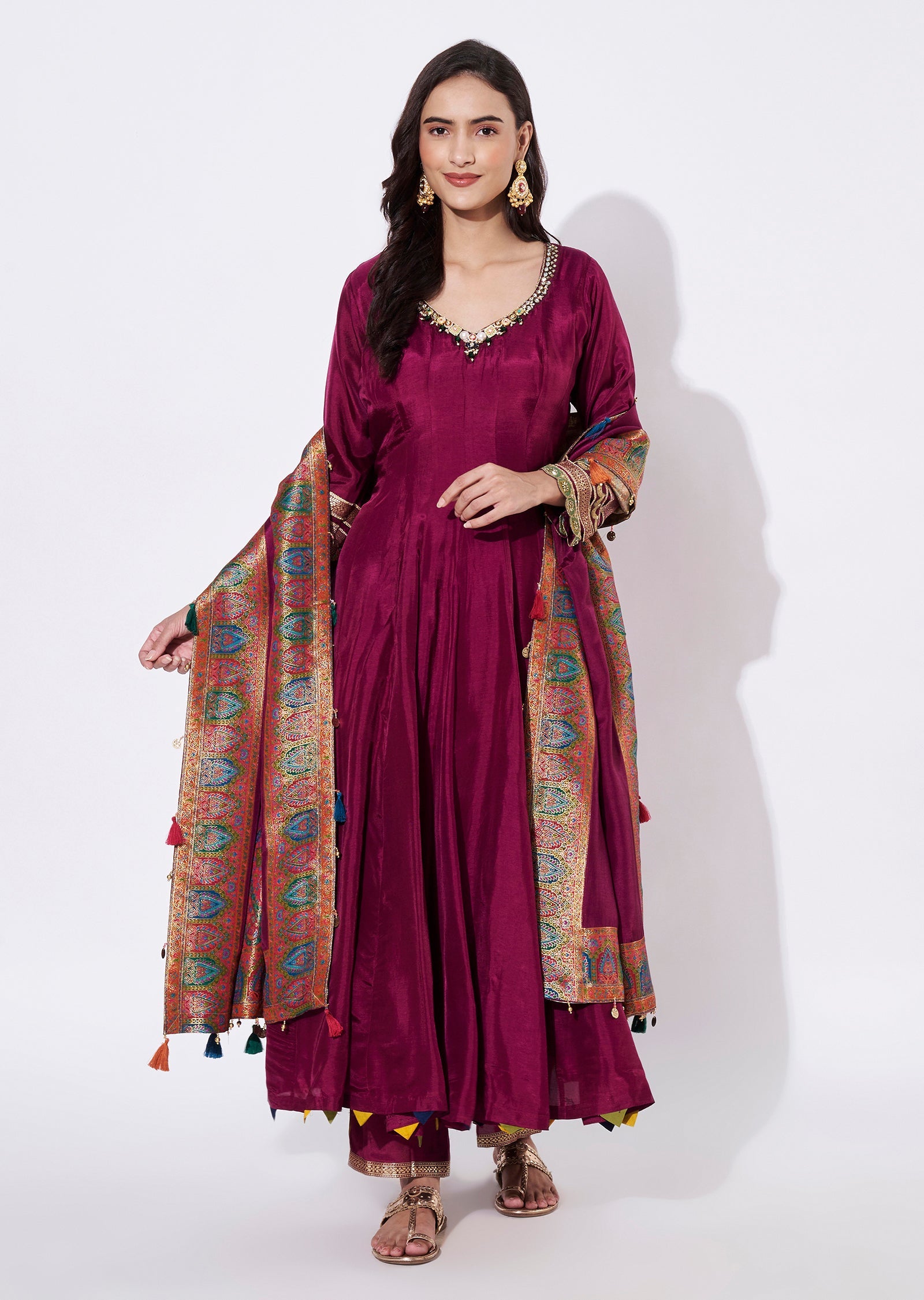 Wine Silk Anarkali Suit