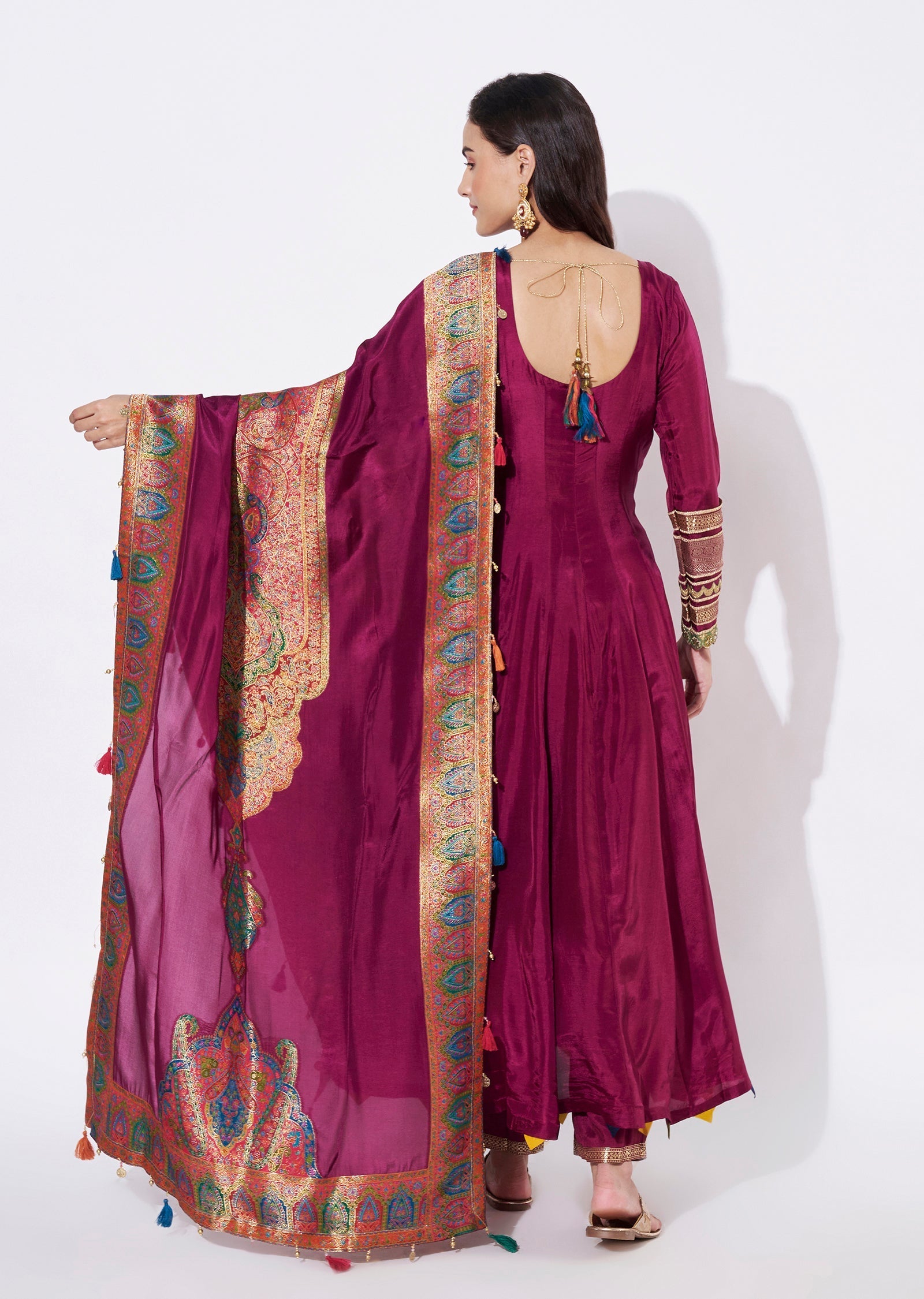 Wine Silk Anarkali Suit