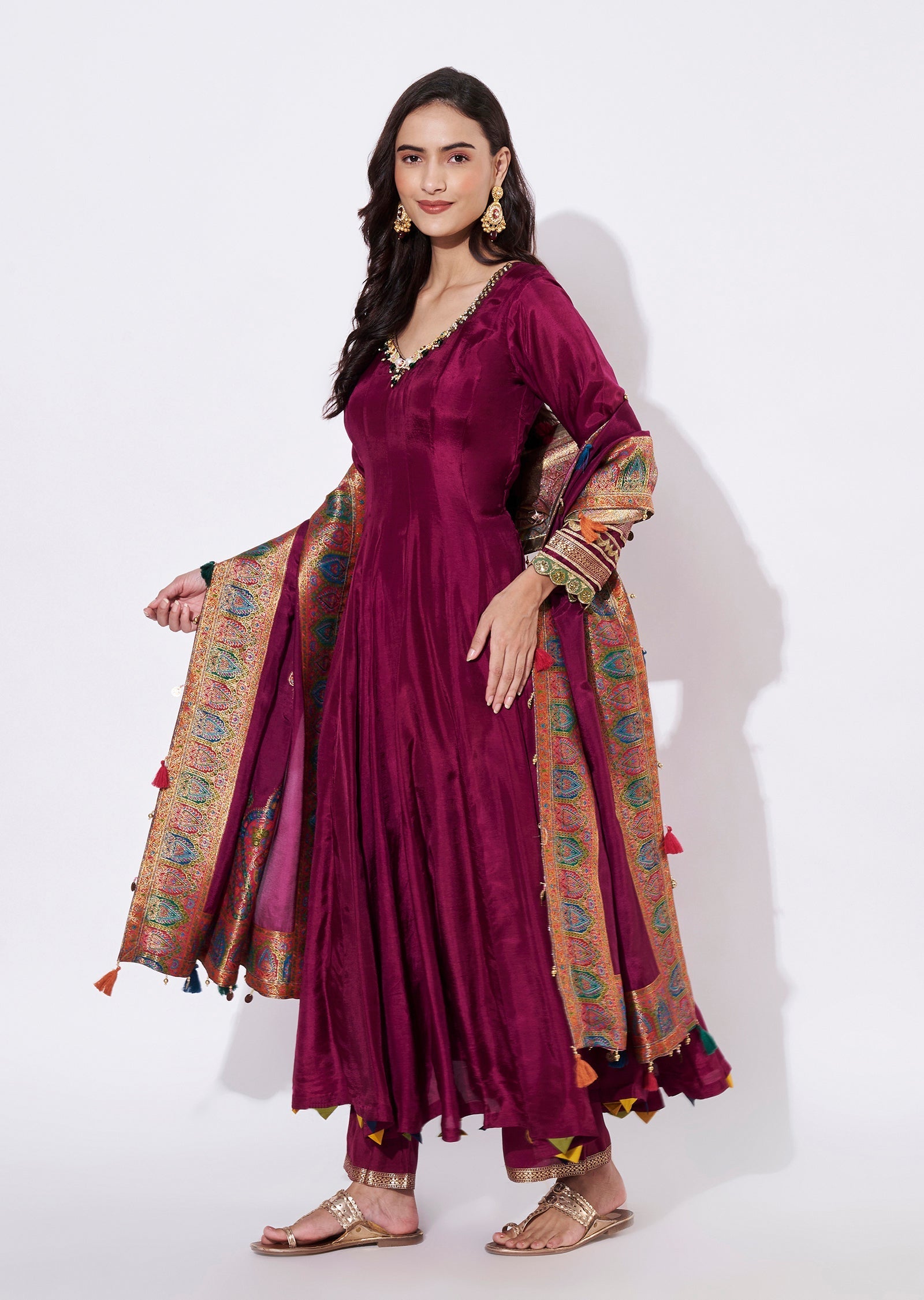 Wine Silk Anarkali Suit