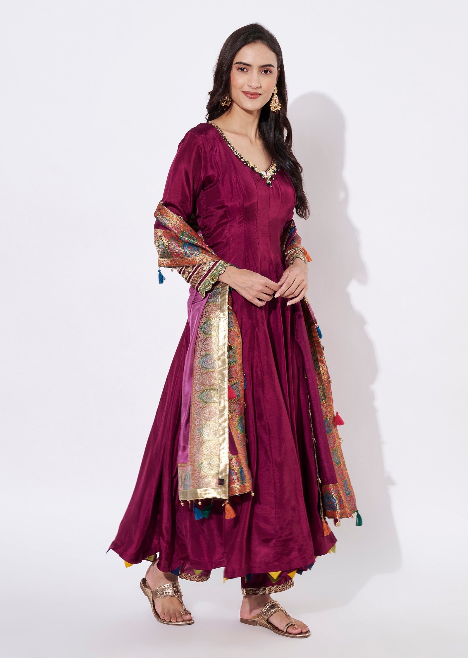 Wine Silk Anarkali Suit
