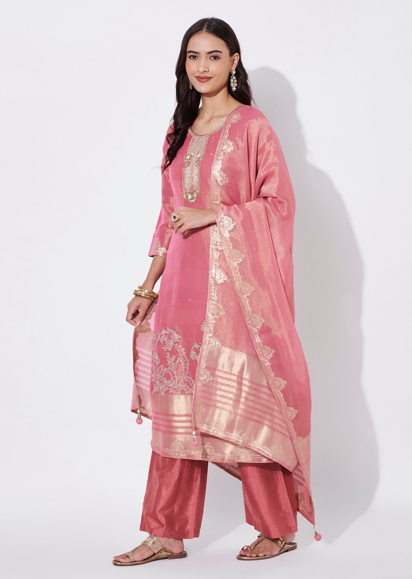 Light Pink Tissue Straight Cut Suit