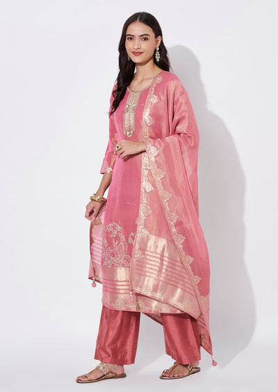 Light Pink Tissue Straight Cut Suit