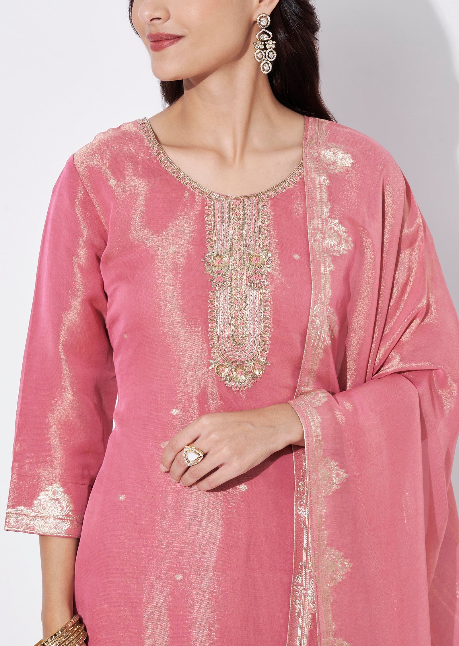 Light Pink Tissue Straight Cut Suit