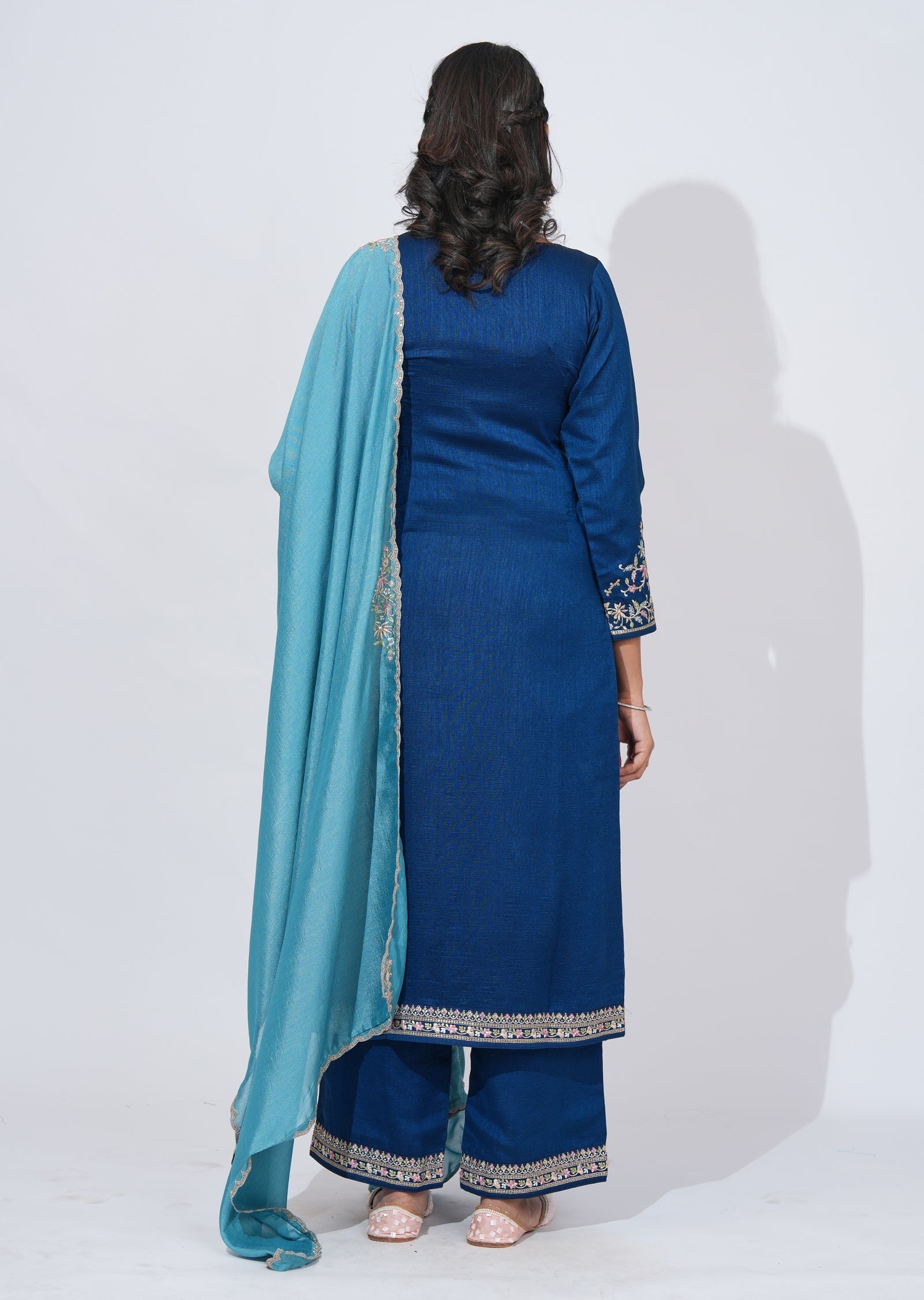 Blue Tissue straight cut Suit