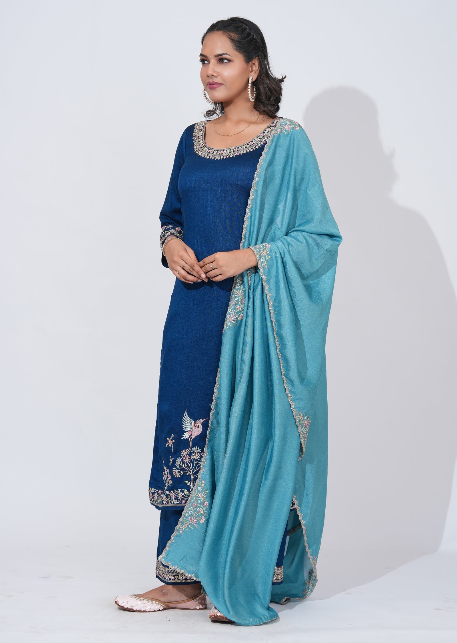 Blue Tissue straight cut Suit