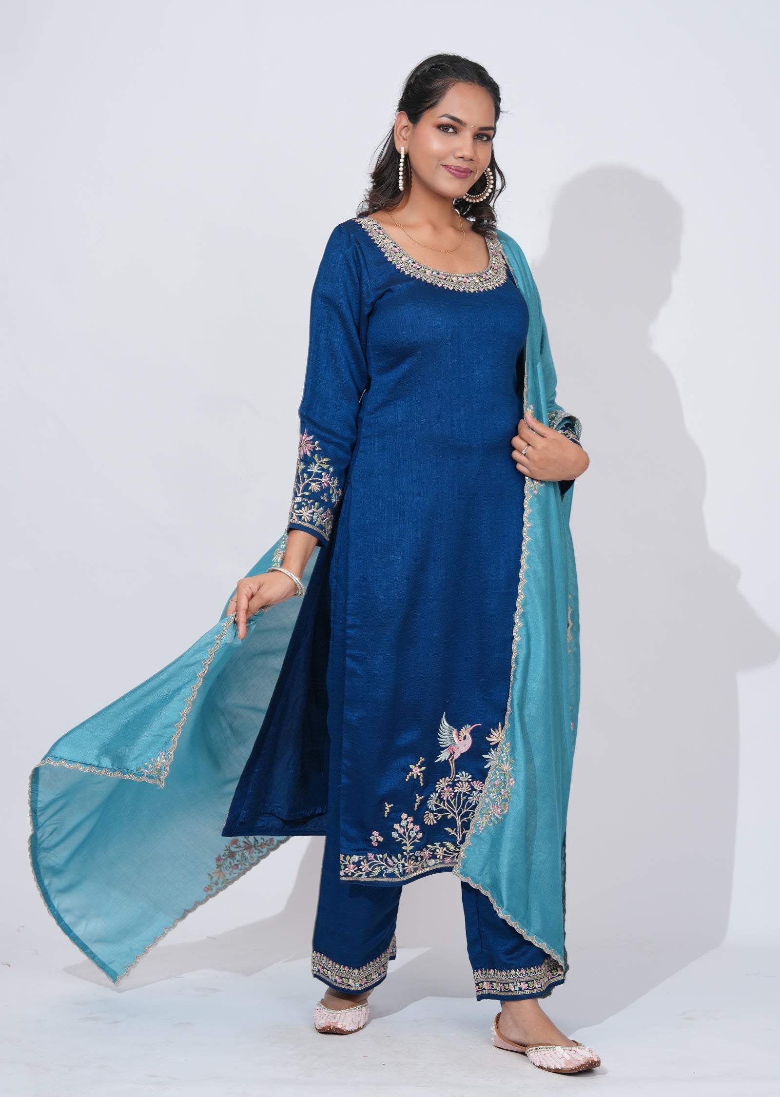 Blue Tissue straight cut Suit