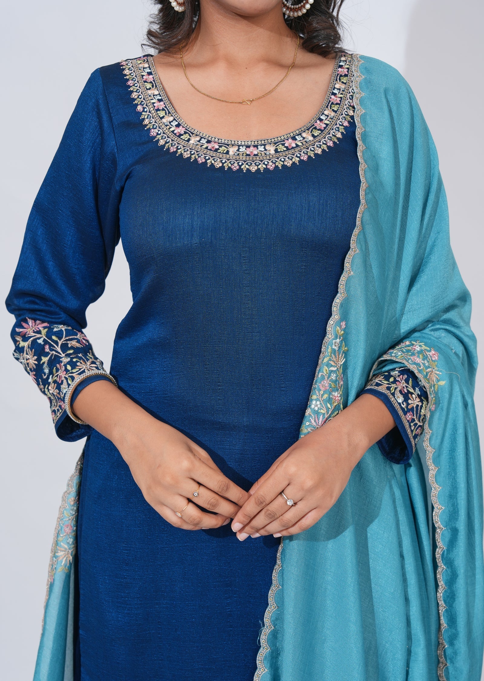 Blue Tissue straight cut Suit