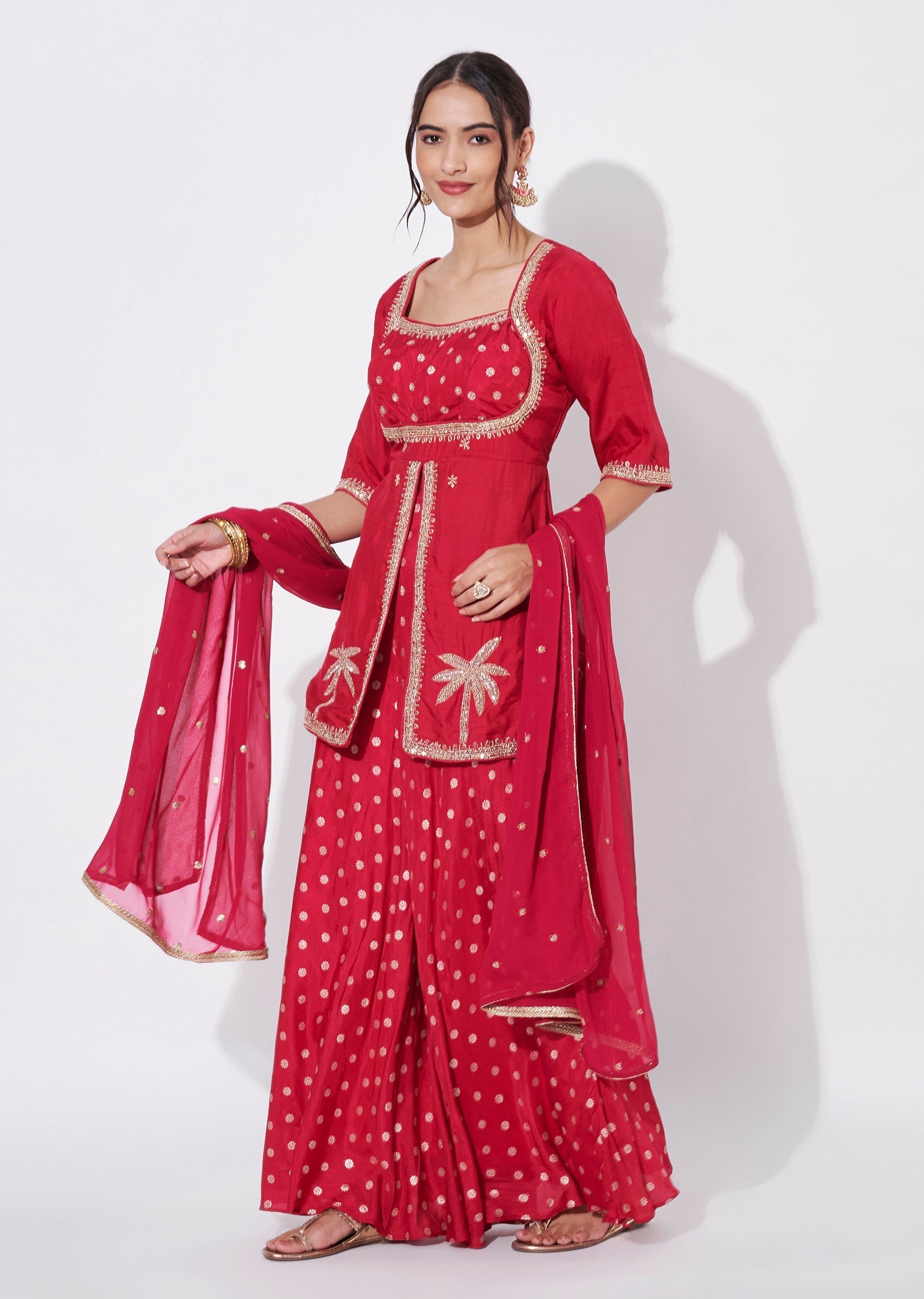 Pink Silk Sharara Set