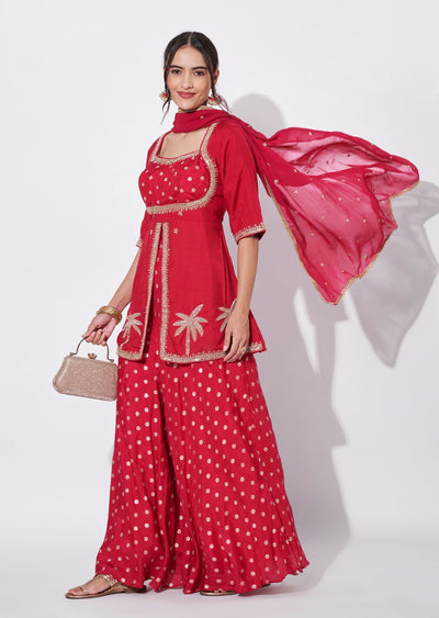 Pink Silk Sharara Set