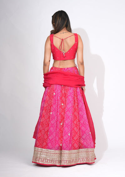 Pink Georgette Lehenga Set