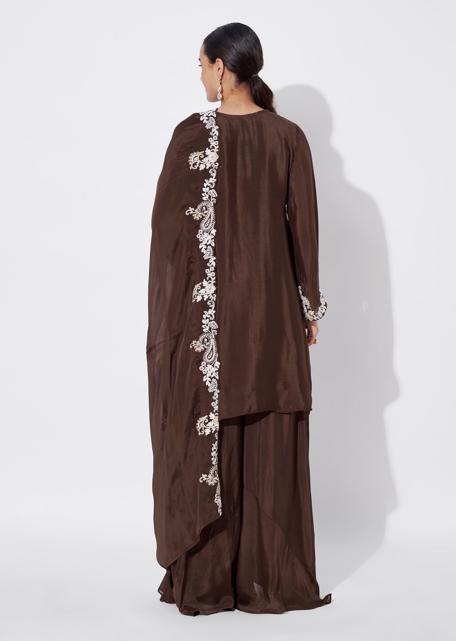 Brown Chinnon Sharara Set