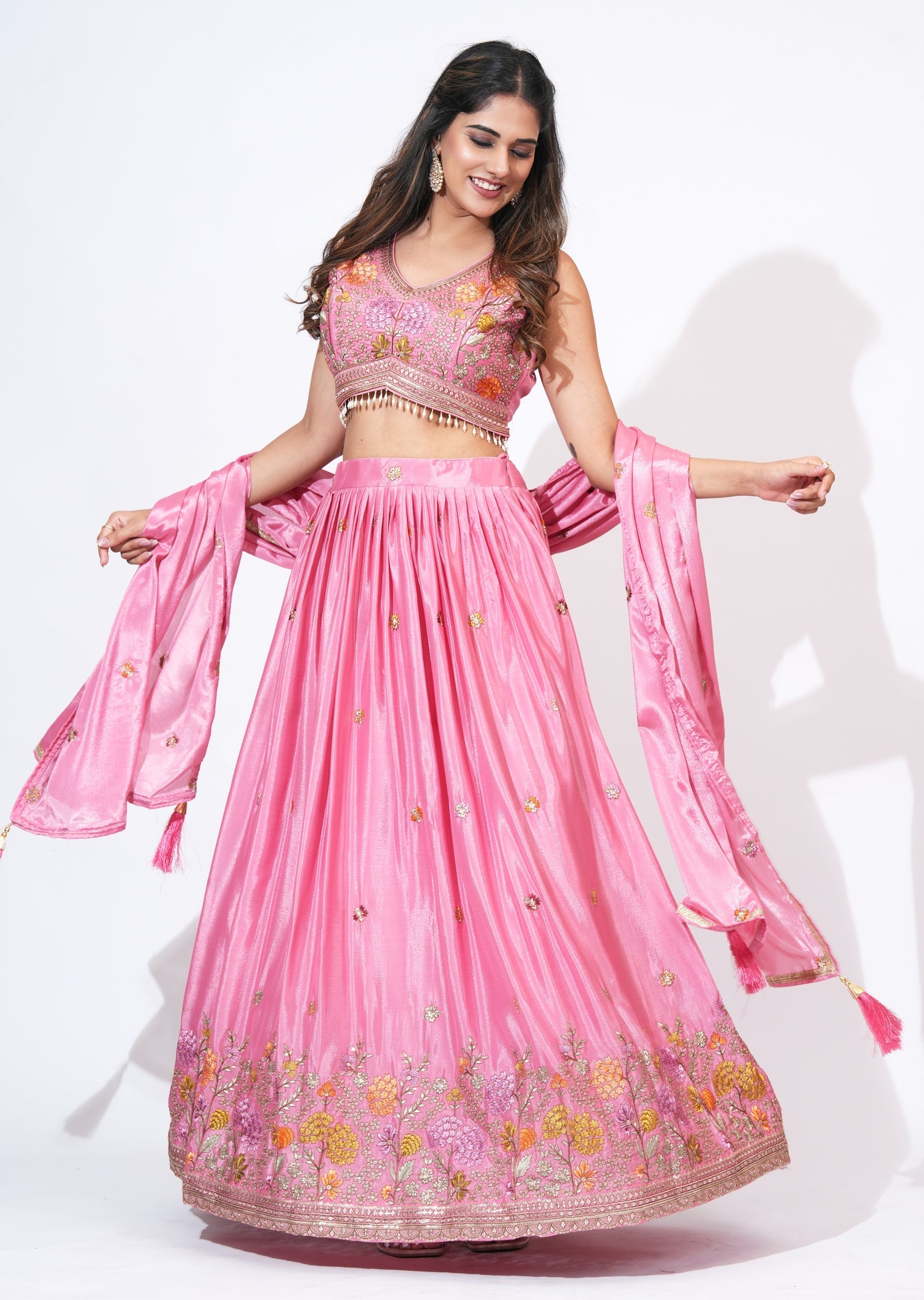 Light Pink Silk Lehenga Set