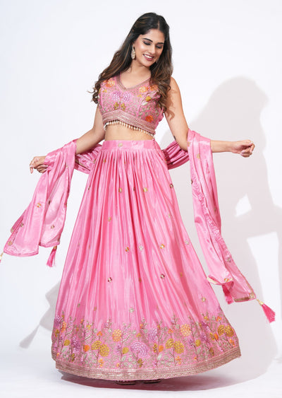 Light Pink Silk Lehenga Set