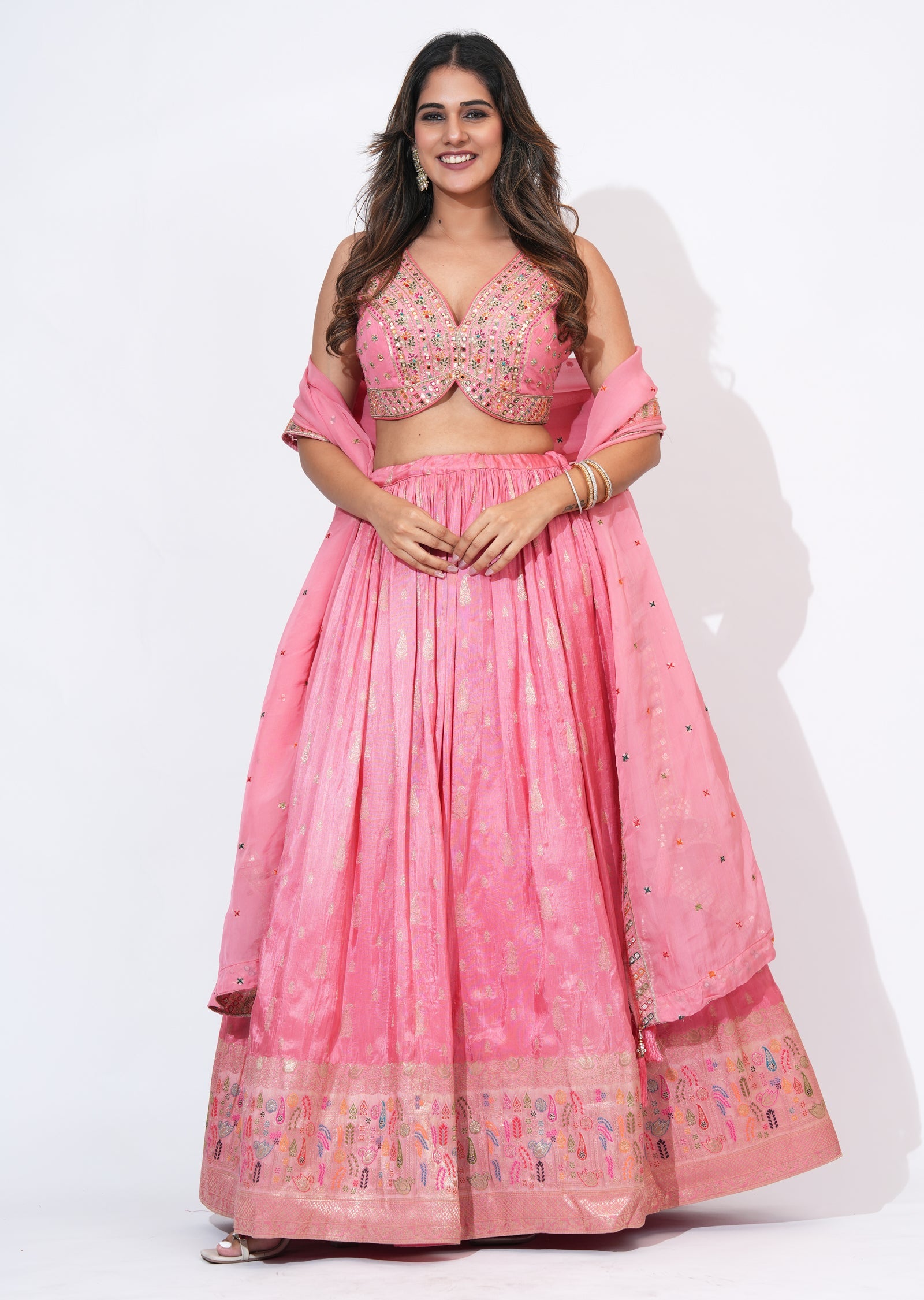 Pink Silk Lehenga Set