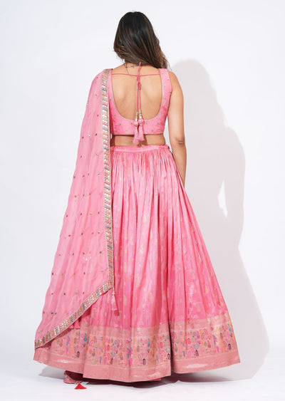 Pink Silk Lehenga Set