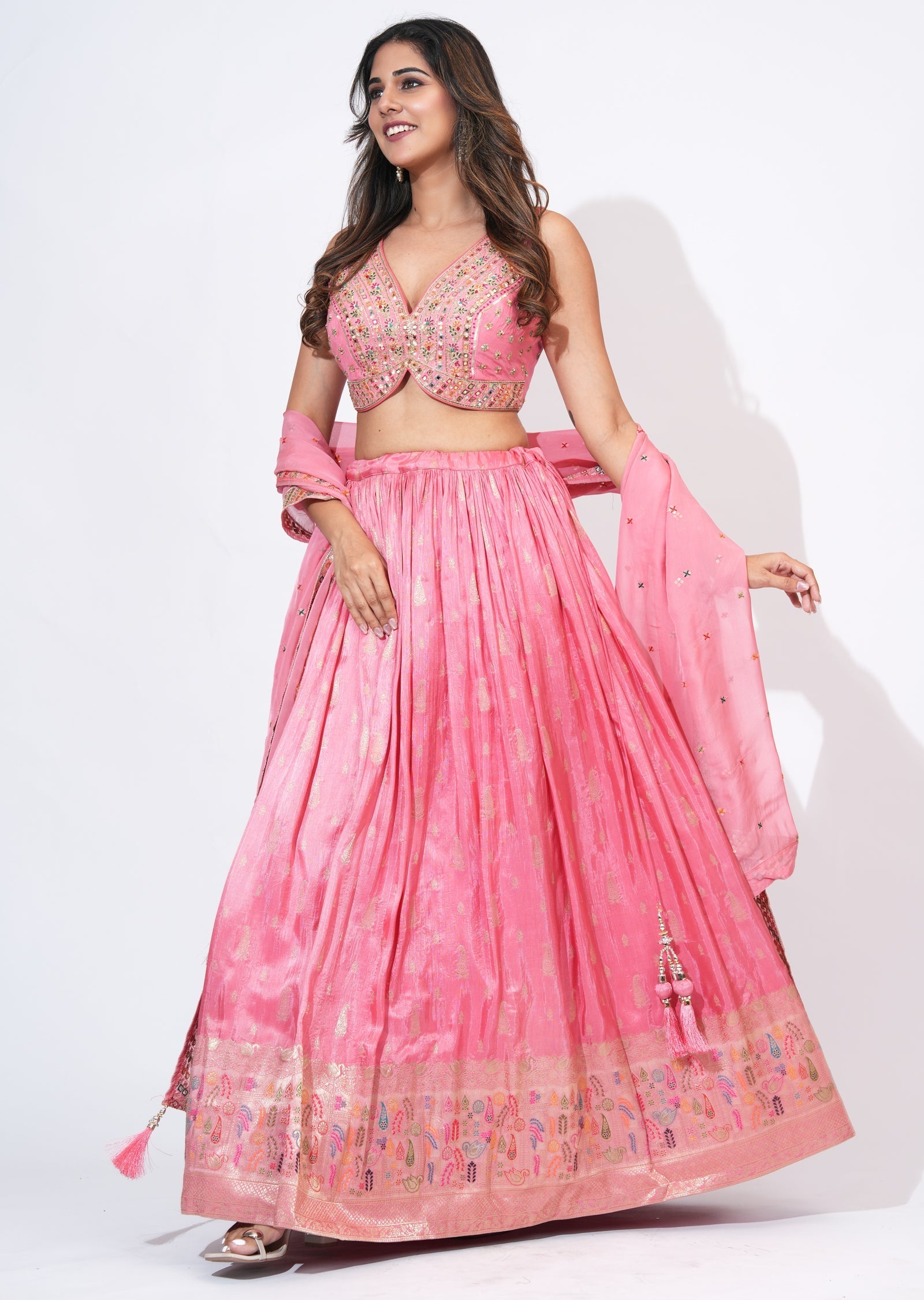 Pink Silk Lehenga Set