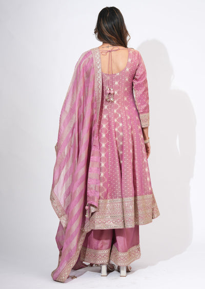 Pink Tissue Anarkali Set
