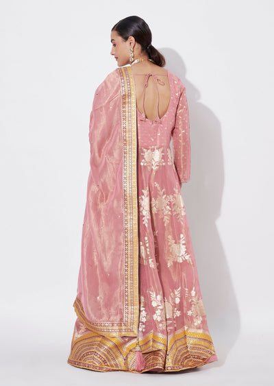 Onion Pink Tissue Anarkali Suit