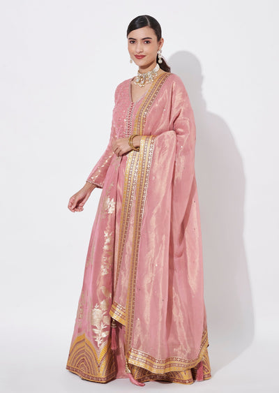Onion Pink Tissue Anarkali Suit