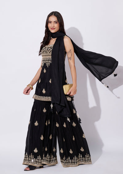 Black Chinnon Sharara Set