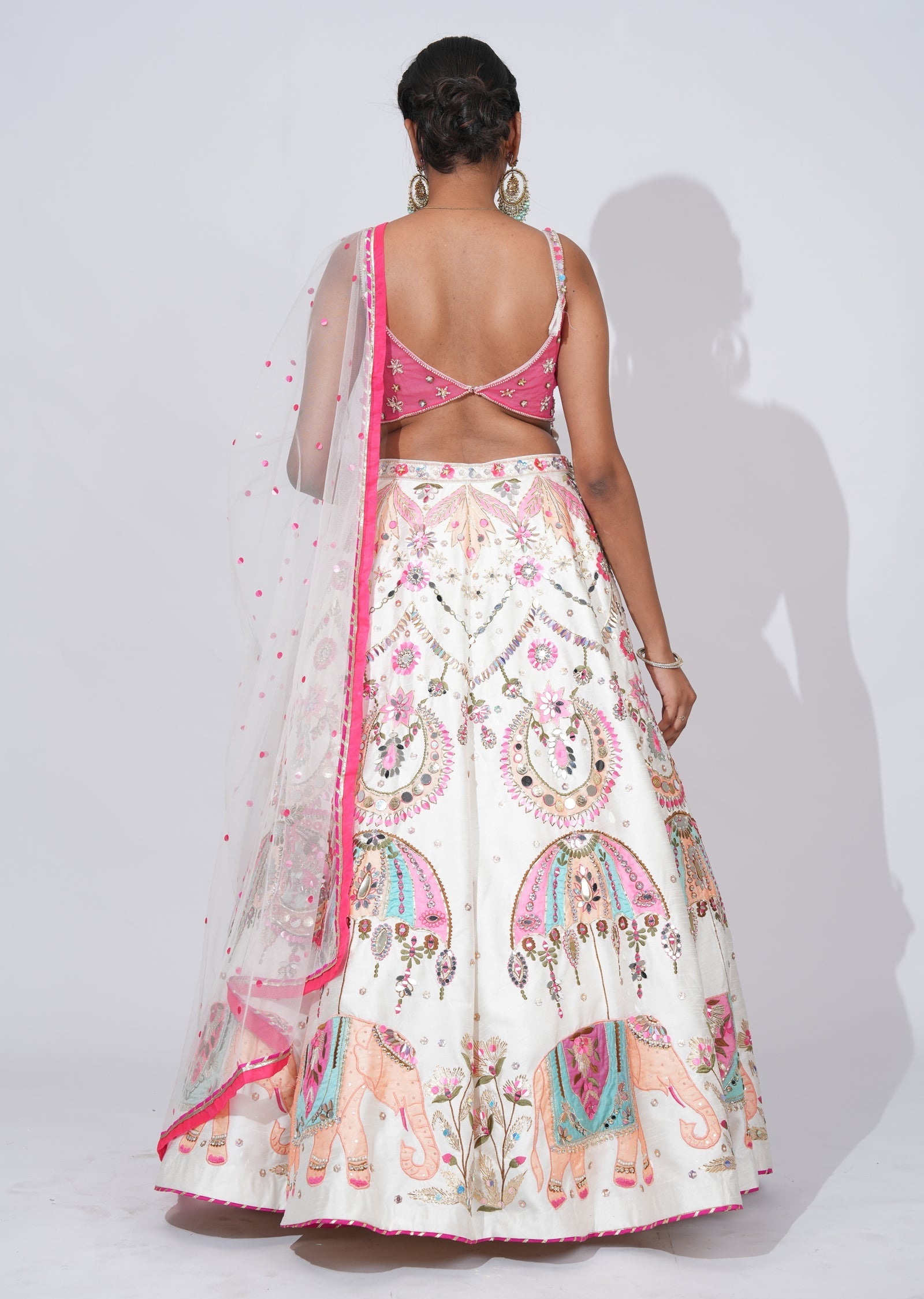 White Silk Lehenga Set