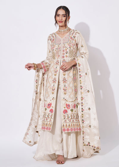 Cream Tissue Anarkali Suit