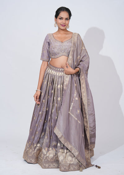 Mauve Tissue Lehenga Set