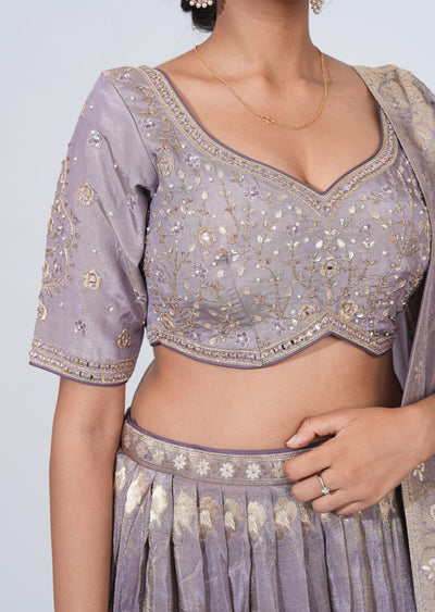 Mauve Tissue Lehenga Set