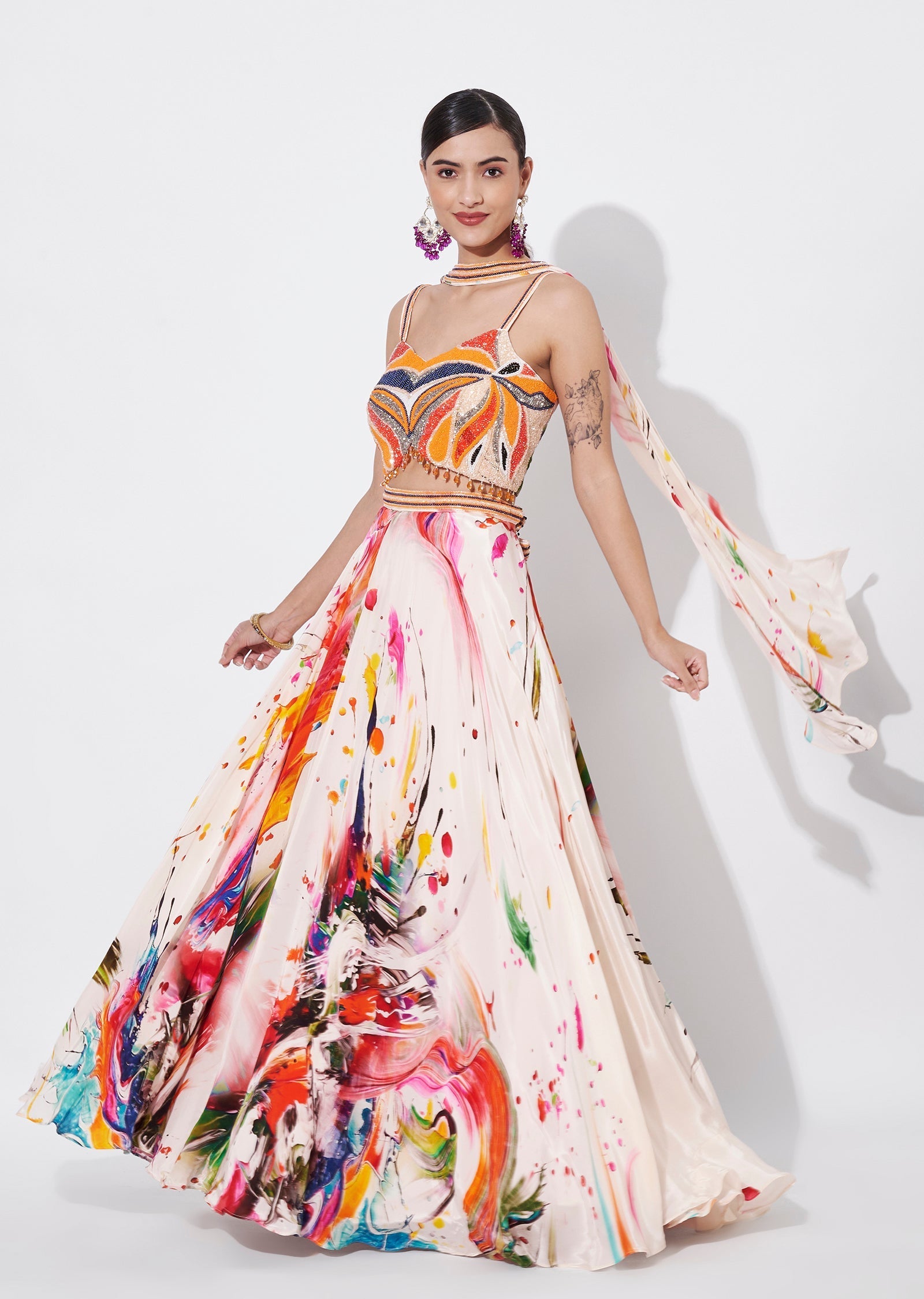Multi Crepe Lehenga Set