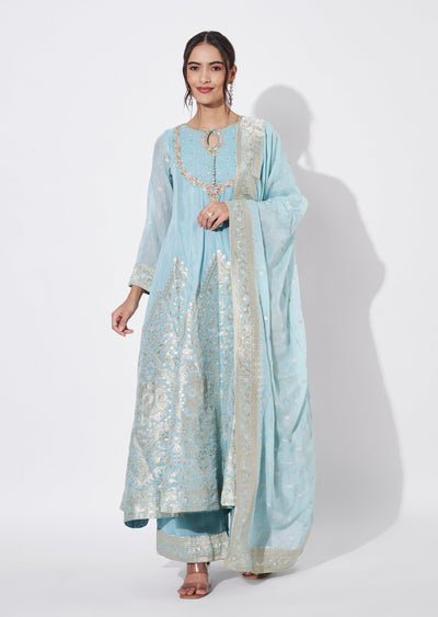 Dusty Blue Georgette Anarkali Suit