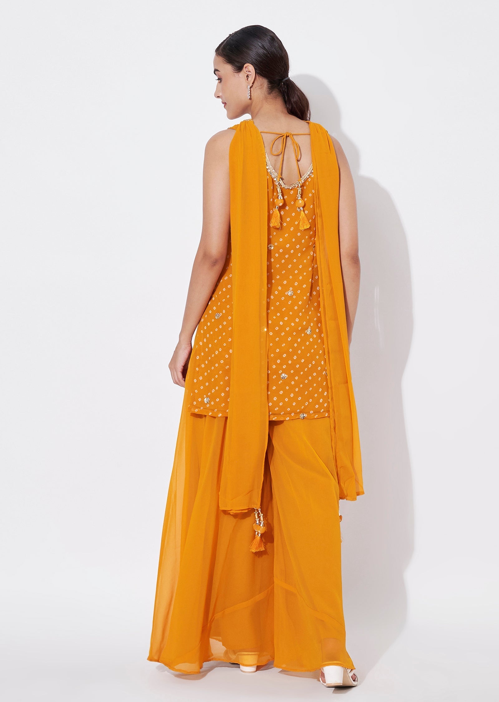 Yellow Georgette Sharara Set