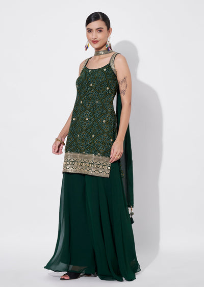 Green Georgette Sharara Set
