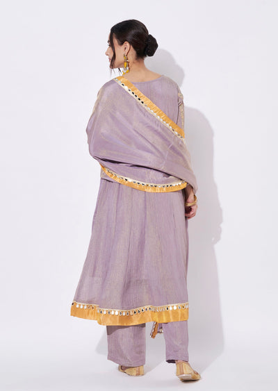 Lavender Tissue Anarkali Suit