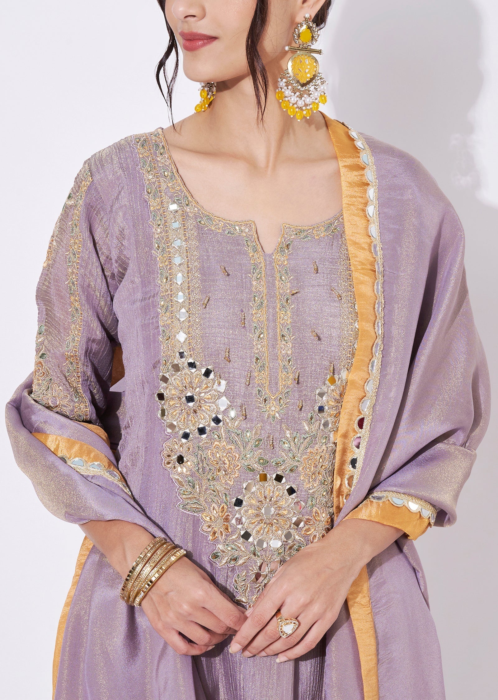 Lavender Tissue Anarkali Suit