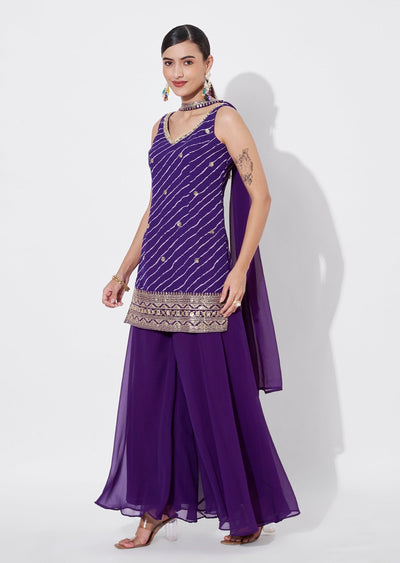 Purple Georgette Sharara Set