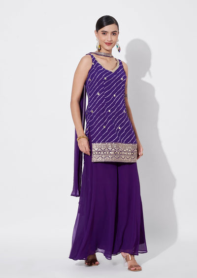 Purple Georgette Sharara Set