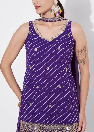 Purple Georgette Sharara Set