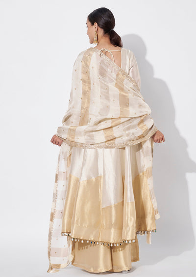 Cream Tissue Anarkali Suit