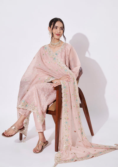 Peach Tissue Straight cut Suit