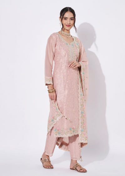 Peach Tissue Straight cut Suit