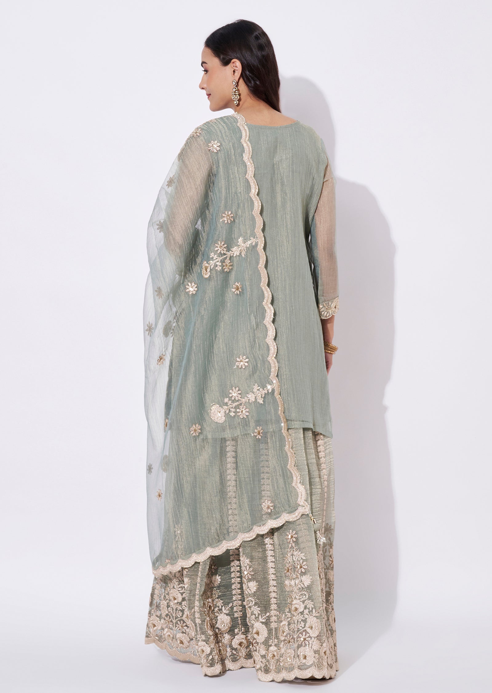 Blue Tissue Sharara Set